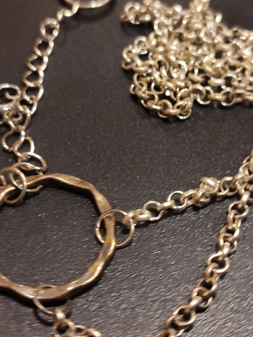 Silver Heart Key Charm Layered Necklace - Women Accessories